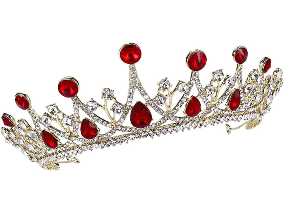 Cuelloronne Rouge Large Élégante Ornée De Strass Para Coiffure De Mariage Anniversaire Banquet