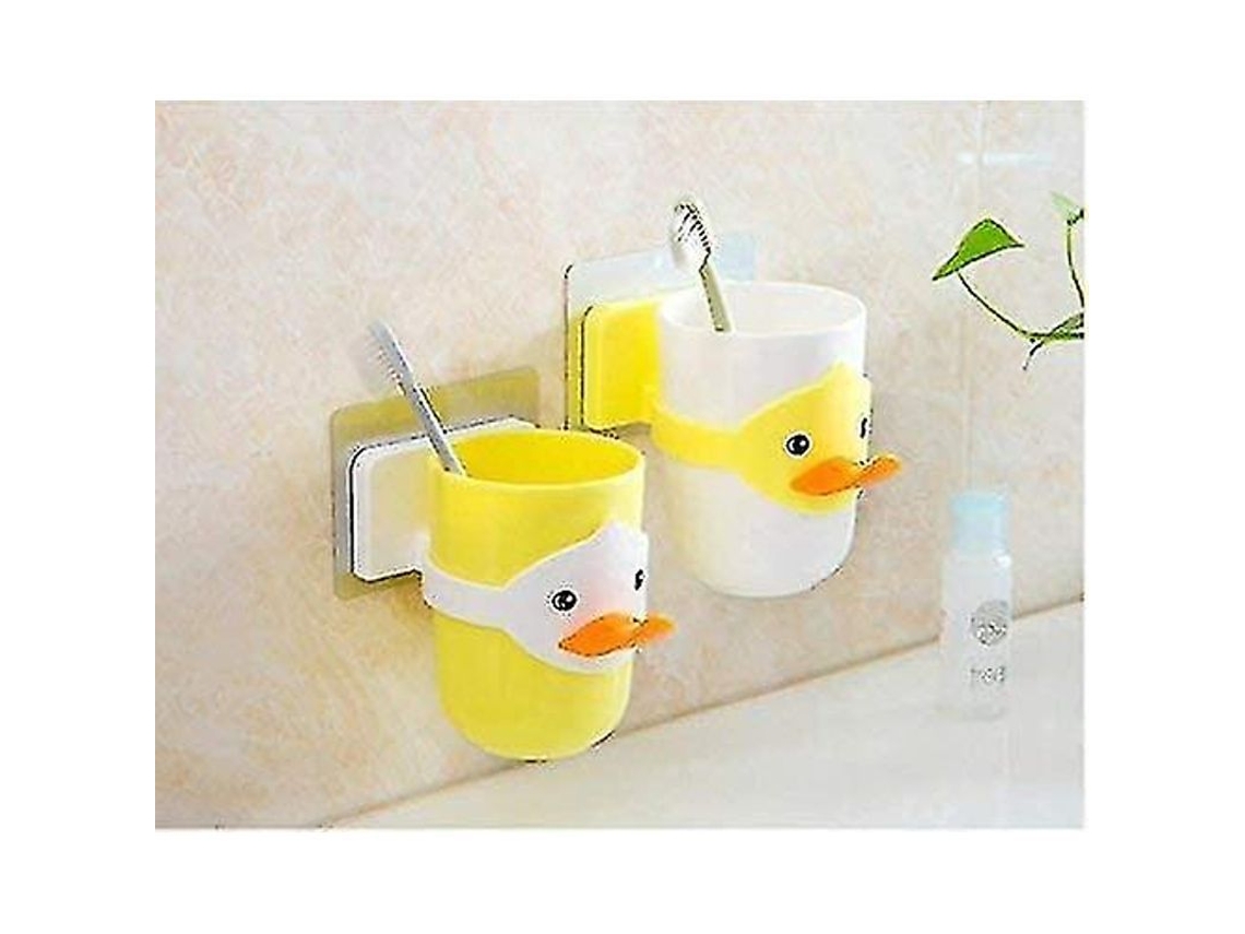 Soporte Para Cepillos De Dientes Infantil Con Animales De Dibujos Animados Y Vaso De Cristal Blanco Para El Baño.