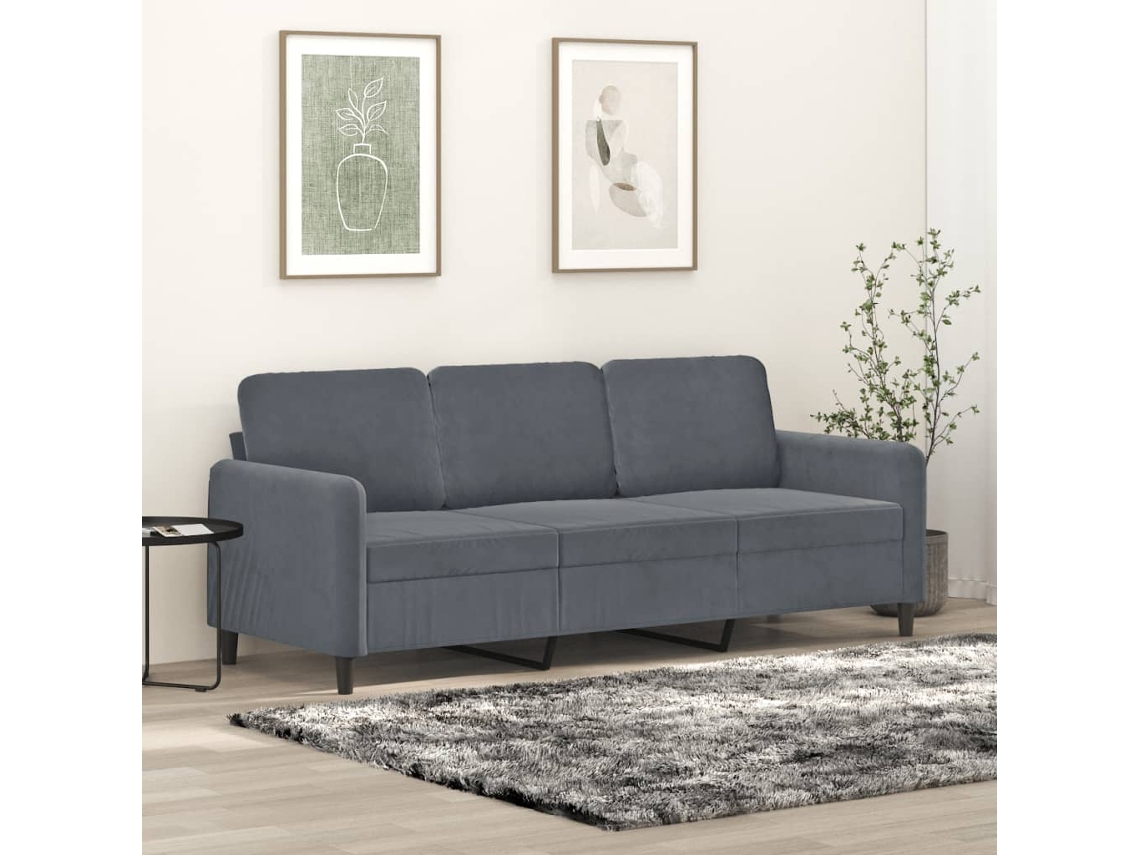 Sofá De 3 Plazas Terciopelo Gris Oscuro 180 Cm