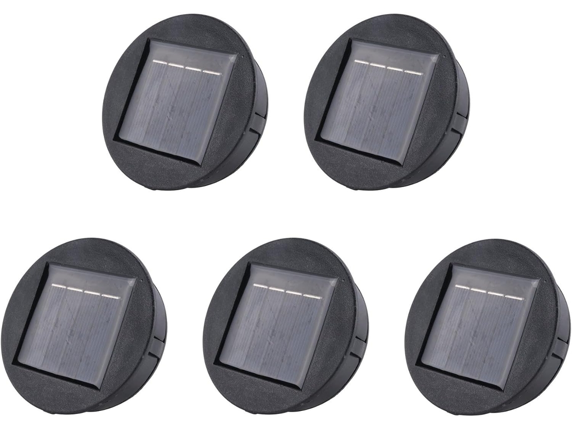 5 Cajas De Luz Led Redondas De Repuesto Con Energía Solar.