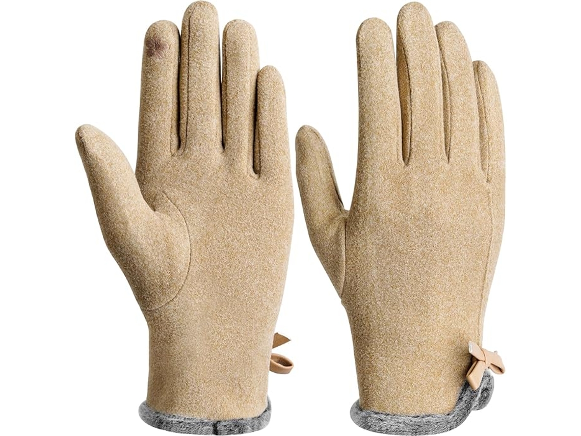 Guantes De Invierno Caqui Con Pantalla Táctil Térmicas A Prueba De Viento Forradas, Para Esquí/ciclismo