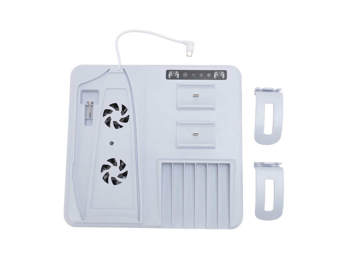 Estación De Carga Para Mandos Con Ventilador De Refrigeración Para Ps5 Slim. Soporte De Carga Dual Multifunción Con 6