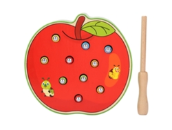 Dan26-juguete Educativo Para Niños Con Forma De Fruta Juego De Coger Gusanos Con Palo Magnético (manzana)