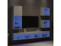 5 soportes de TV de pared | Mueble para TV | Mueble para TV con LED, derivados de madera, blanco