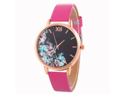 Reloj De Pulsera Analógico De Cuarzo Para Mujer Con Esfera Redonda, Color Rojo Rosa De Moda.