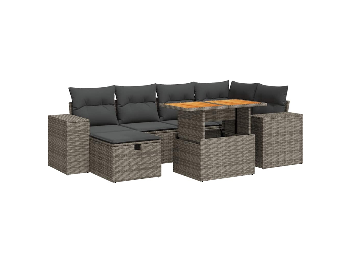 Conjunto 8 De Sofás Para Jardín VIDAXL Gris Poli Ratán(100 x 55 x 73 cm)
