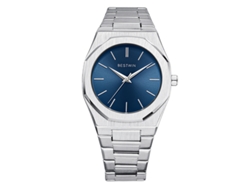 Reloj De Cuarzo Para Hombre Con Cierre De Mariposa Doble (blanco Y Azul)