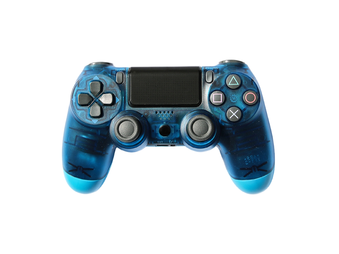 Mando PS4, Compatible con PS4/PS4 Slim/PS4 Pro con Conector para Auriculares de 3,5 mm, Azul Transparente