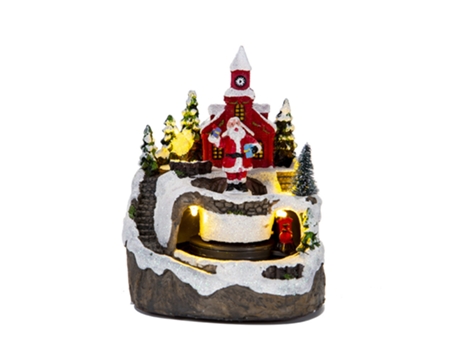 Adorno creativo Música eléctrica Casa resplandeciente Casa de nieve Regalo de Navidad Artesanía de resina, Papá Noel