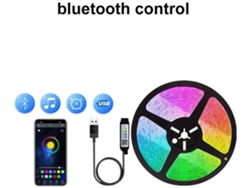 5m 90led Tira De Luz Usb Bluetooth Rgb 5v Led Luz De Fondo Tira De Lámpara Flexible Gusshious