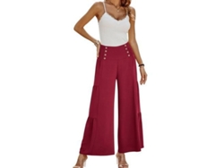 2026-pantalones Palazzo Para Mujer De Pierna Ancha Alto Talle Casual Sueltos Flare S Vino Rojo