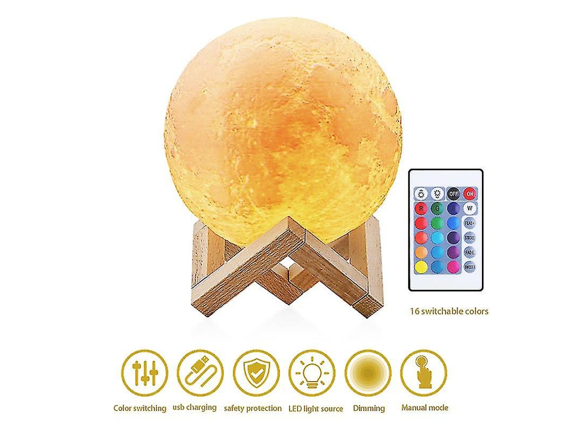 Luz nocturna lunar de 8 cm x 8 cm x 8 cm, luz nocturna LED, luz nocturna con control remoto táctil DT9049 Rosewell