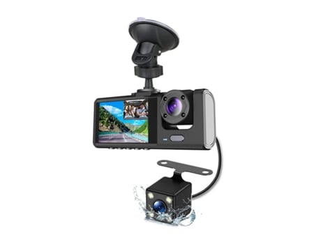 Dash Cam Delantero y Trasero Interior 3 Cámaras 1080P720P480p negro