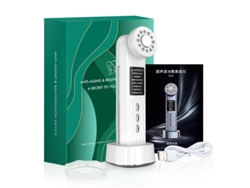 (blanco) Masajeador Facial De Radiofrecuencia Ems Con Terapia De Luz Roja Para Uso Doméstico Con Regulador De Piel De Acero Inoxidable