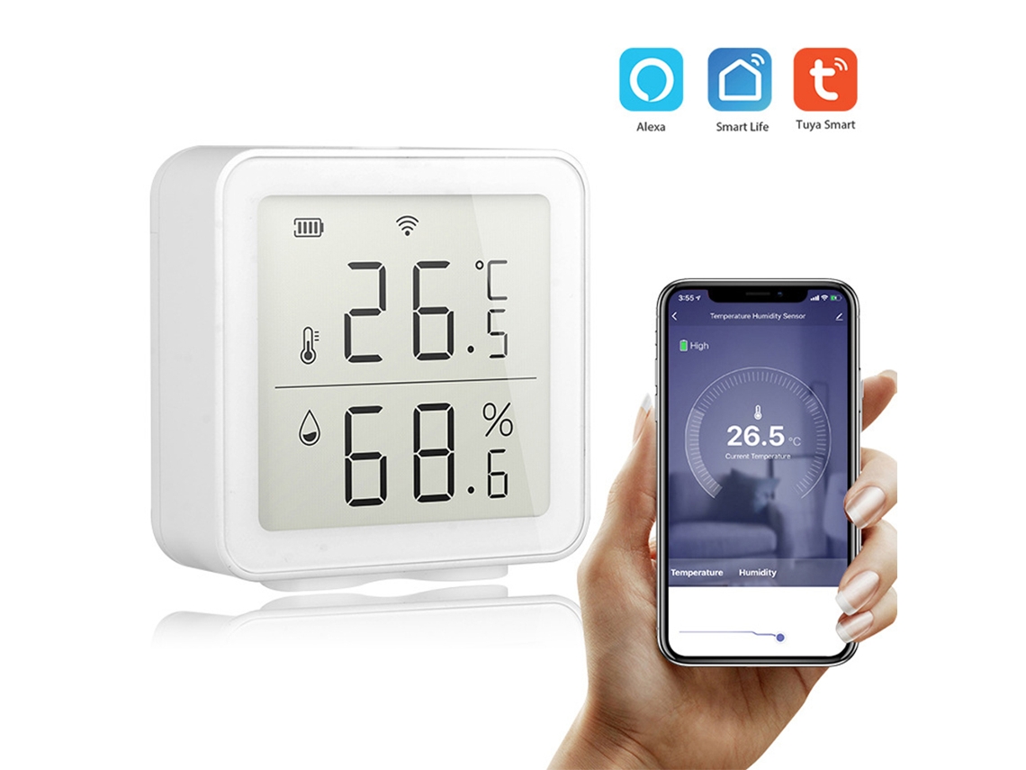 Sensor de temperatura y humedad inteligente Wifi con pantalla LCD