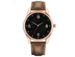 Reloj De Pulsera De Cuarzo Para Hombre, Correa De Pu, Estilo Sencillo, Marrón Oscuro/negro.