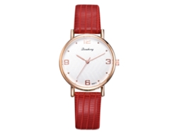 Elegante Reloj De Pulsera De Cuarzo Para Mujer Con Esfera Redonda, Color Rojo.