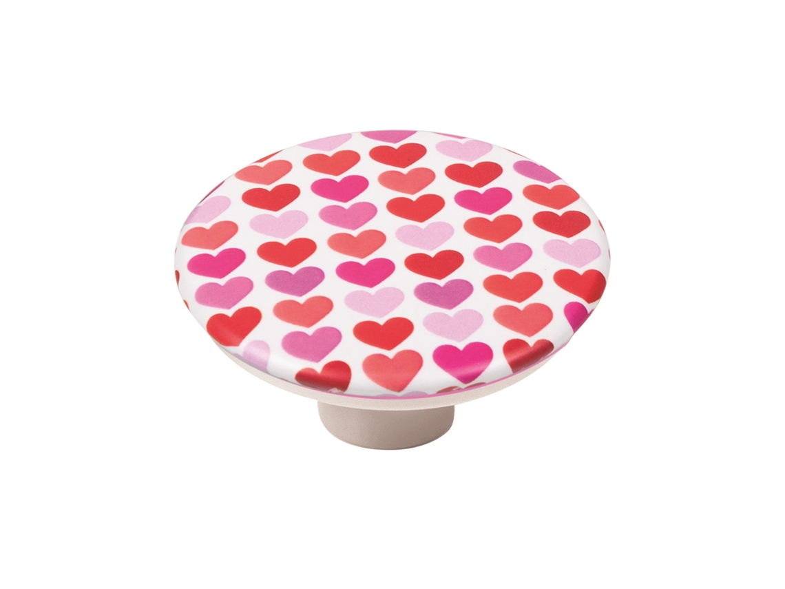 Pomo Para Muebles De Abs 50 Mm De Diámetro Diseño De Corazón Serigrafiado Paquete De 36 Piezas