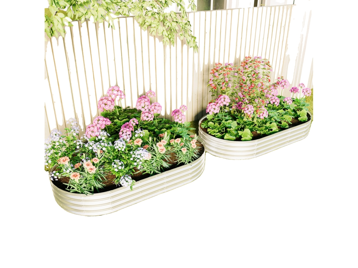 Jardinera elevada de metal, de acero galvanizado, altura ajustable, resistente a la intemperie, drenaje óptimo, apta para hortalizas y flores.