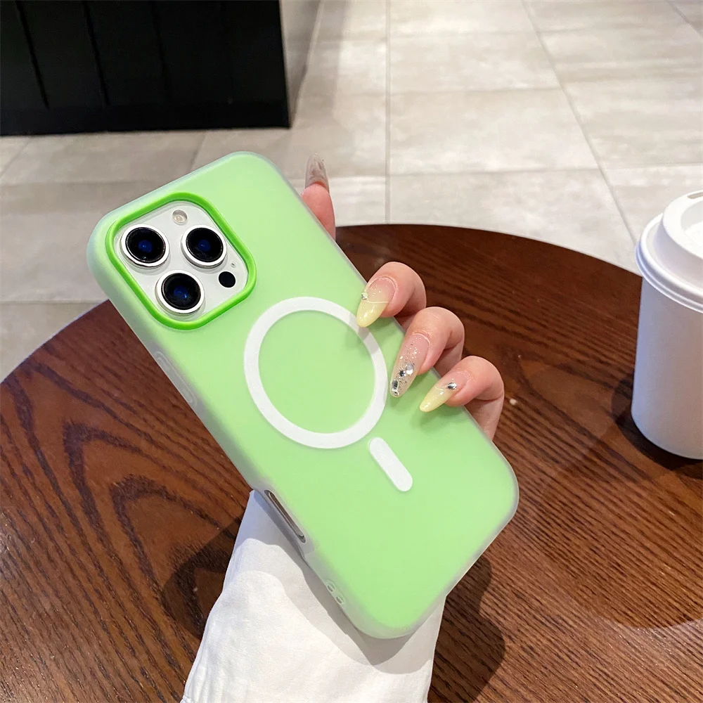 (iphone 12 Pro Max, Verde) Funda Mate Magsafe Con Carga Inalámbrica Y Protección De Marco Magnético Para Iphone