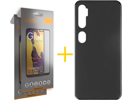 Kit Funda + 2 Protectores de Pantalla Xiaomi Mi Note 10 Pro ACCETEL Full Liso (Negro)