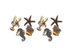 2026-8pcs Anillos Servilletas Marinos Estrella De Mar Caballo De Mar Caracol Metal Oro Para Bodas Fiestas