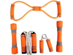 Conjunto De Fitness De 5 Piezas: Cuerda Para Saltar, Barra De Dominadas Y Mancuernas Para Entrenamiento.