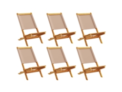 Maison Exclusive - Juego de 6 sillas plegables de jardín, tela/madera, gris-marrón