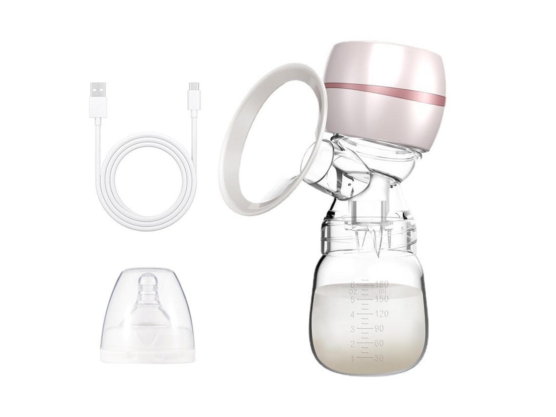 Extractor de leche eléctrico con pantalla LED, biberón de 180 ml, libre de BPA, funcionamiento silencioso MDUG (rosa)