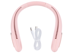 Ventilador de cuello portátil, 3 velocidades, rosa