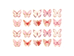 20 pegatinas láser de mariposa dorada, pegatinas DIY para álbumes de recortes, manuales, cuadernos, álbumes de fotos, letras, mariposa rosa.