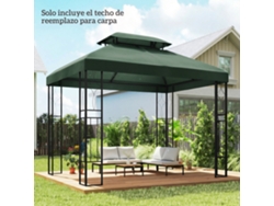 Toldo De Substituição 4x3 M Com Teto Duplo, Orifícios De Drenagem E Proteção Uv. Somente O Toldo. Estrutura Não Incluída. Verde.