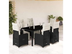 Conjunto de bistró de jardín de 7 piezas DKD Home Decor con cojines de mimbre negros