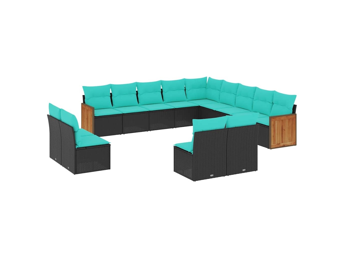 Maison Exclusive - Conjunto De Sofá De Jardín De 13 Piezas Con Cojines, De Poliratán Negro