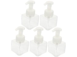 Botellas Recargables Portátiles Con Bomba, Juego De 5, De Plástico Cuadrado, 250 Ml, Antigoteo.