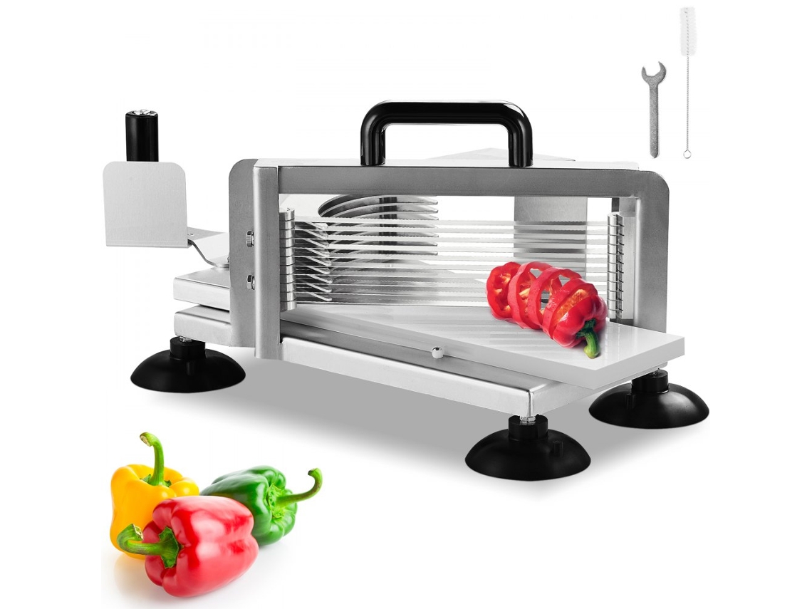 Cortadora de verduras y tomates profesional de acero inoxidable Tekmaquinas con cuchillas dentadas
