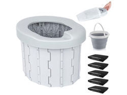 2026-inodoro Portátil Para Camping Adultos Plegable Soporta +200kg Resistente Al Agua Multifuncional Gris