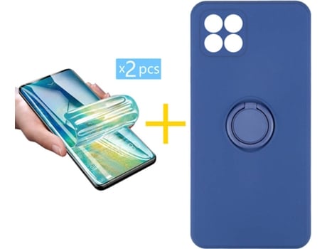 Carcasa + 2 Protectores de Pantalla para Huawei P40 Lite ACCETEL Azul Oscuro