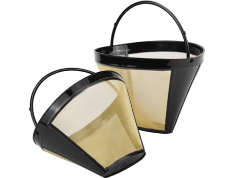 2 uds filtro de café reutilizable filtro permanente con filtro de malla de acero inoxidable tamaño 4 para 8-12 tazas de café plástico negro