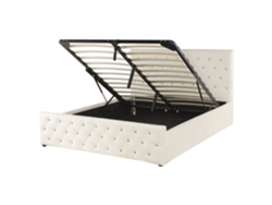 Cama con somier BELIANI Amiens de Terciopelo Beige 171x217x109