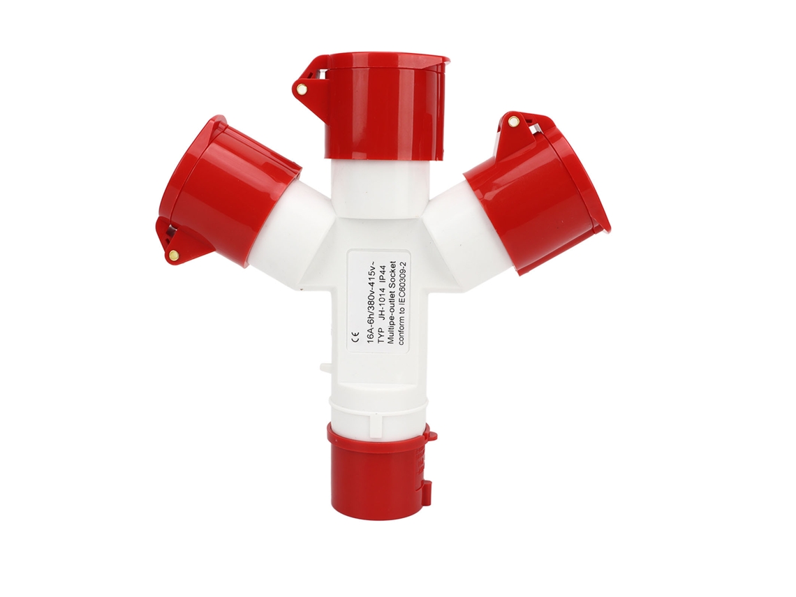 Conector Industrial Impermeable Ip44 1 Entrada 3 Salidas 4 Pines 2p N E 380‑415v