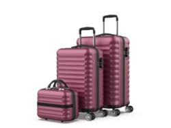 Juego De Maletas Burdeos Numada Upfly 3pzs Abs Maleta Cabina 53cm, Mediana 63cm Y Neceser