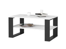 Mesa De Centro Alex Blanco 92 Cm Con Patas En Color Negro 92x53x45 Cm
