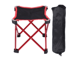 Banco de jardín plegable de aleación de aluminio, 4 patas, ligero (rojo)