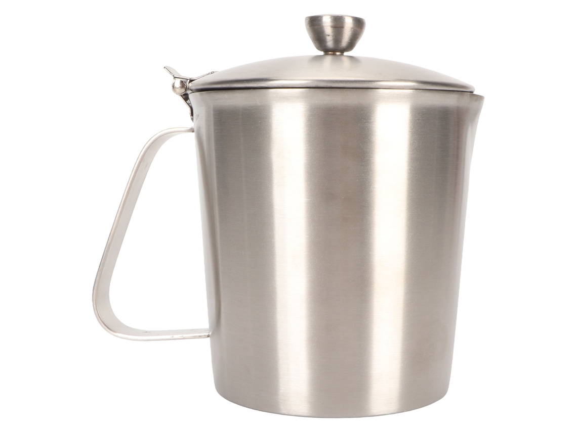 Vaso Medidor De Acero Inoxidable 304 Con Asa Y Tapa, 700 Ml, Para Espuma De Leche Y Café Con Leche.