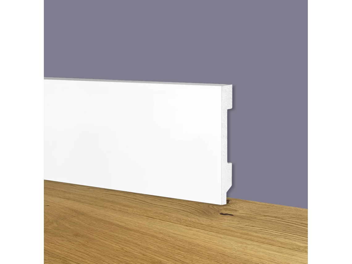 Zócalo Blanco Entrada Cable Cuadrado 70X15X2000Mm en Polímeros Poliestructurados ETERNAL PARQUET
