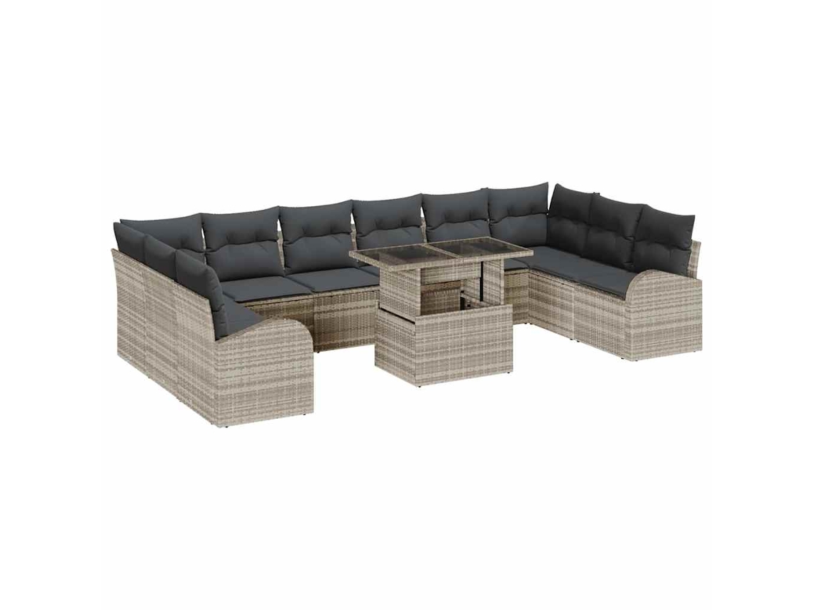 Maison Exclusive - Conjunto De Sofá De Jardín 11 Pcs Gris Claro Ratán Sintético