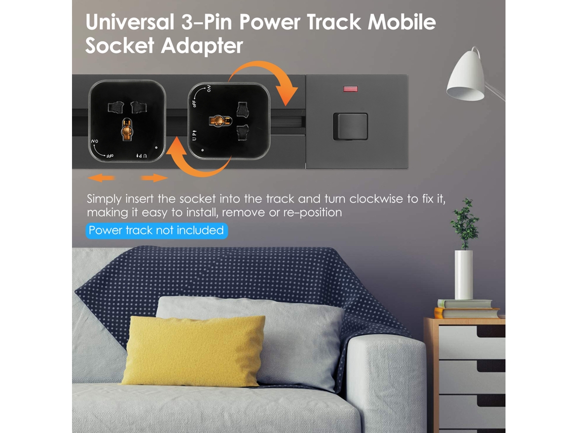 Enchufe Móvil Universal De 3 Pines Para Riel Eléctrico - Adaptador Versátil - Plata/oro/negro/gris