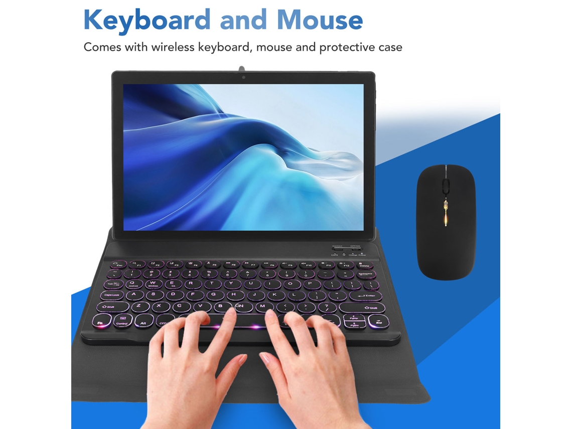Tableta 2 en 1 de 10,1 pulgadas para Android 11 con teclado, 4G LTE, 5G y doble wifi, luz dorada