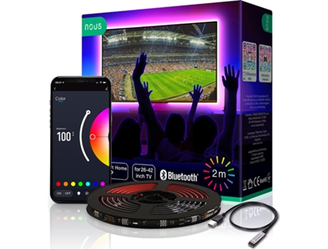 Tira Led Rgb Inteligente Bluetooth 5W 5Vdc Usb-A para Tv Compatible con Tuya 2M F7 NOUS